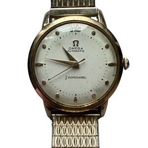 Vintage RUNS OMEGA Automatic Seamaster Watch 10K Plated TOPS + FNDS 14K filled